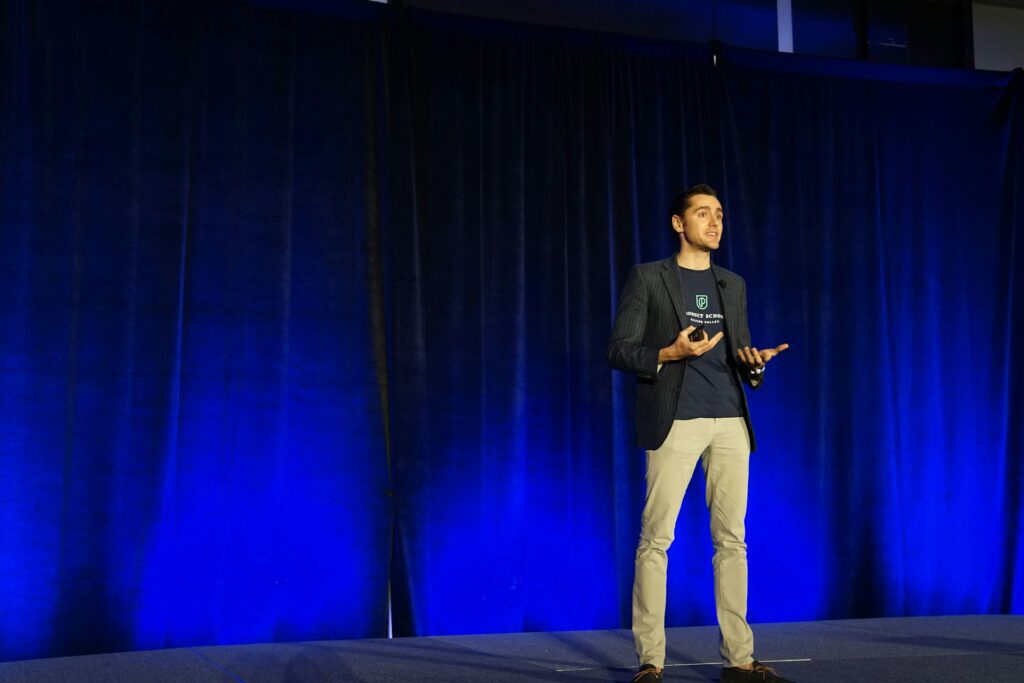 Man giving startup pitch