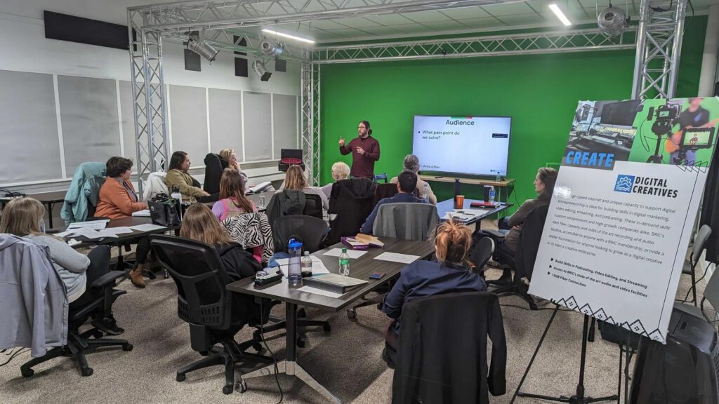 Presentation about website development given to a group of entrepreneurs and business leaders