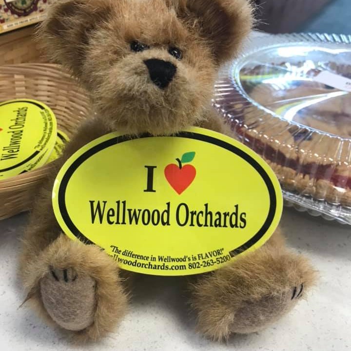 Stuffed bear with tag that reads I love wellwood orchards